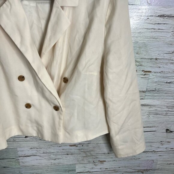 Banana republic DOUBLE-BREASTED CROPPED TENCEL™ BLAZER size 14 cream - Picture 3 of 6